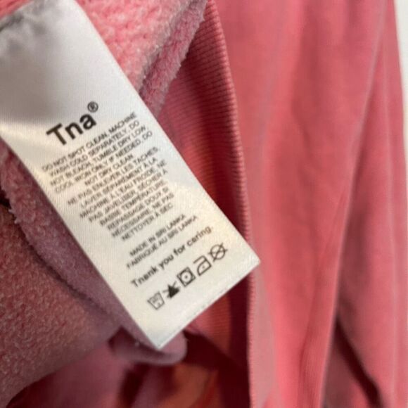 Aritzia TNA Cozy Fleece Pink Front Zip Sweatshirt Hoodie Women’s 2 Small Medium - Picture 5 of 6